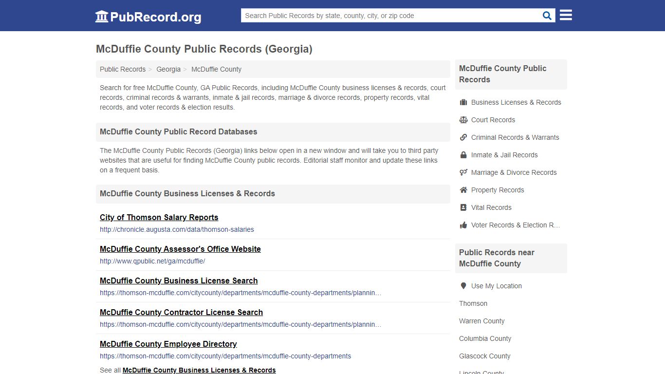 Free McDuffie County Public Records (Georgia Public Records)